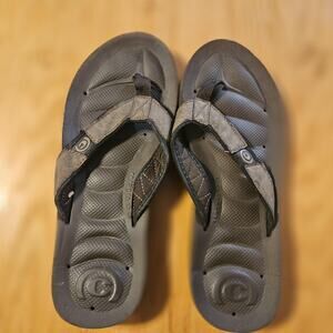 Spenco Yumi Leather Flip Flop Sandals Mens Size 13 Gray Orthotic Arch Support